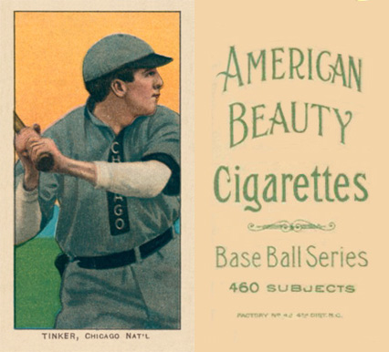 1909 White Borders American Beauty No Frame  Tinker, Chicago Nat'L #485 Baseball Card