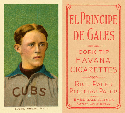 1909 White Borders El Principe De Gales Evers, Chicago Nat'L #166 Baseball Card