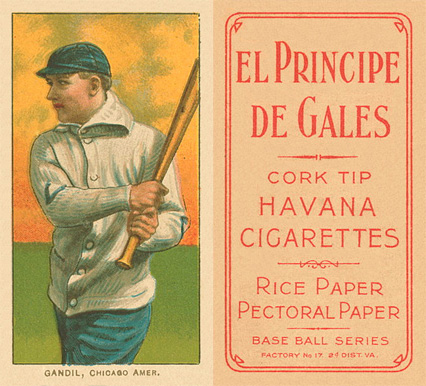 1909 White Borders El Principe De Gales Gandil, Chicago Amer. #183 Baseball Card