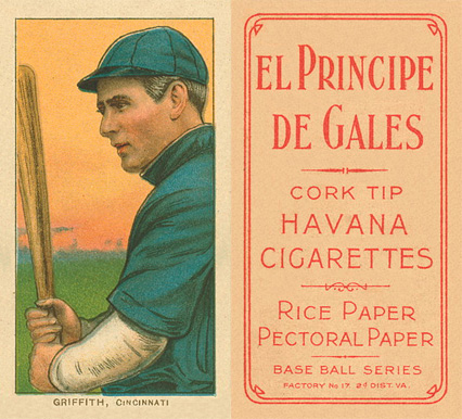 1909 White Borders El Principe De Gales Griffith, Cincinnati #195 Baseball Card