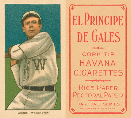 1909 White Borders El Principe De Gales Groom, Washington #198 Baseball Card