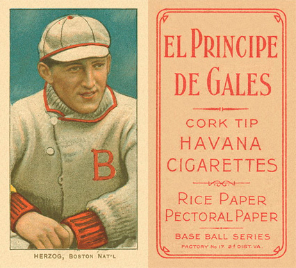 1909 White Borders El Principe De Gales Herzog, Boston Nat'L #210 Baseball Card