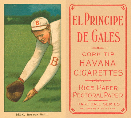 1909 White Borders El Principe De Gales Beck, Boston Nat'l #27 Baseball Card