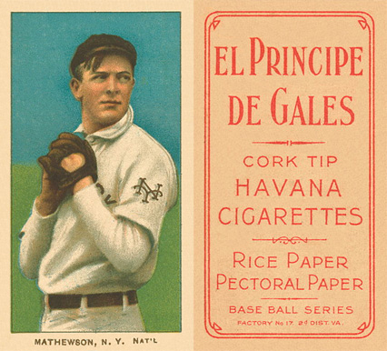 1909 White Borders El Principe De Gales Mathewson, N.Y. Nat'L #307 Baseball Card