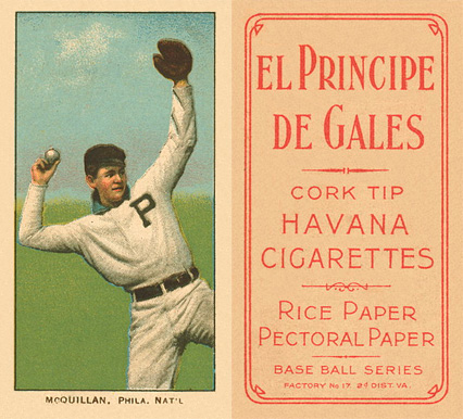 1909 White Borders El Principe De Gales McQuillan, Phila. Nat'L #328 Baseball Card