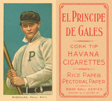 1909 White Borders El Principe De Gales McQuillan, Phila. Nat'L #329 Baseball Card