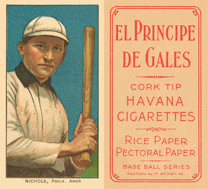 1909 White Borders El Principe De Gales Nichols, Phila. Amer. #359 Baseball Card