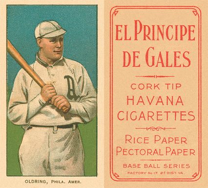 1909 White Borders El Principe De Gales Oldring, Phila. Amer. #366 Baseball Card