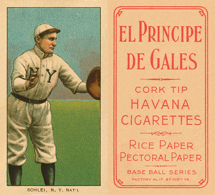 1909 White Borders El Principe De Gales Schlei, N.Y. Nat'L #425 Baseball Card