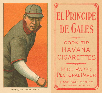 1909 White Borders El Principe De Gales Bliss, St. Louis Nat'l #43 Baseball Card