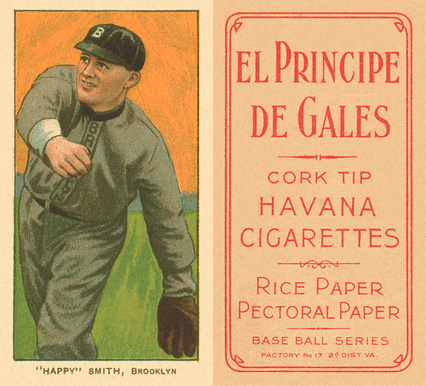1909 White Borders El Principe De Gales "Happy" Smith, Brooklyn #450 Baseball Card