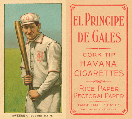 1909 White Borders El Principe De Gales Sweeney Boston Nat'L #474 Baseball Card