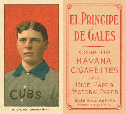 1909 White Borders El Principe De Gales Brown, Chicago Nat'L #59 Baseball Card