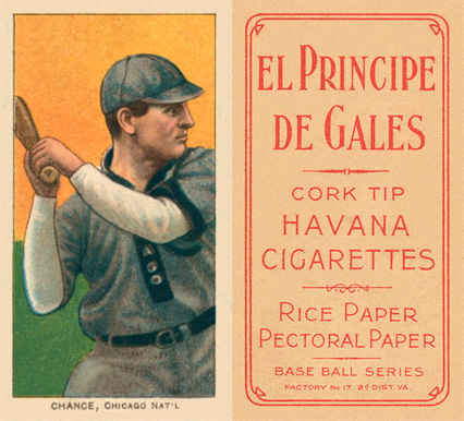 1909 White Borders El Principe De Gales Chance, Chicago Nat'L #77 Baseball Card