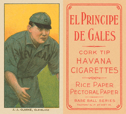 1909 White Borders El Principe De Gales J.J. Clarke, Cleveland #93 Baseball Card