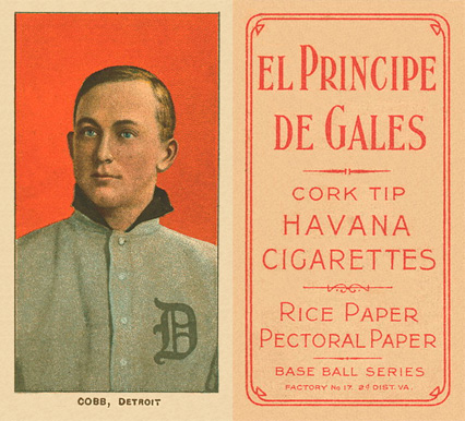 1909 White Borders El Principe De Gales Cobb, Detroit #96 Baseball Card