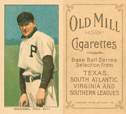 1909 White Borders Old Mill Covaleski, Phila. Nat'L #106 Baseball Card