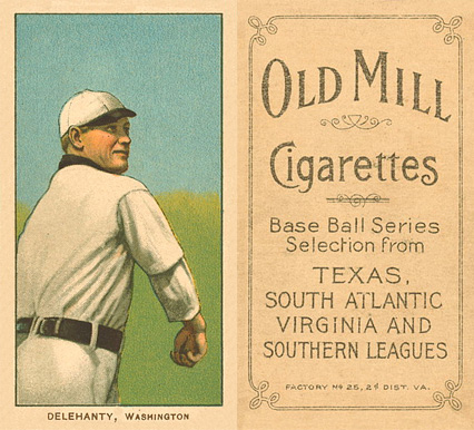 1909 White Borders Old Mill Delahanty, Washington #124 Baseball Card