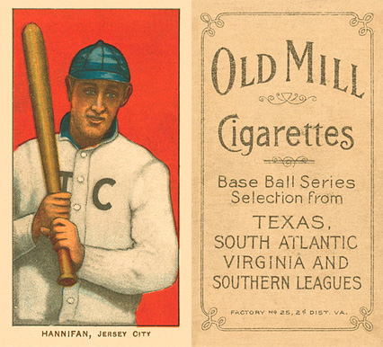 1909 White Borders Old Mill Hannifan, Jersey City #203 Baseball Card