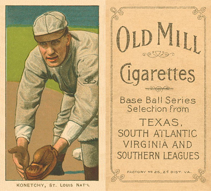 1909 White Borders Old Mill Konetchy, St. Louis Nat'L #263 Baseball Card
