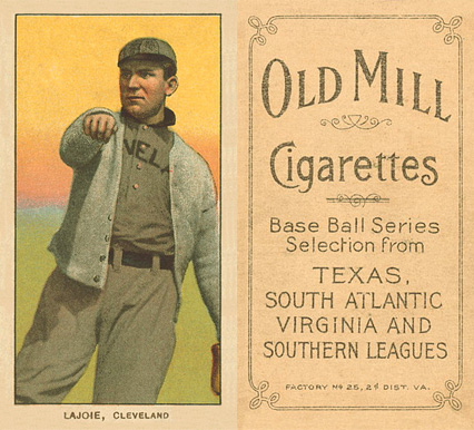 1909 White Borders Old Mill Lajoie, CLeveland #270 Baseball Card