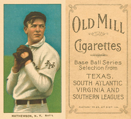 1909 White Borders Old Mill Mathewson, N.Y. Nat'L #307 Baseball Card