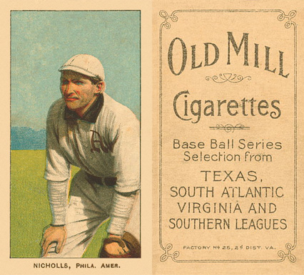 1909 White Borders Old Mill Nicholls, Phila. Amer. #358 Baseball Card