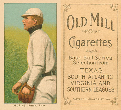 1909 White Borders Old Mill Oldring, Phila. Amer. #367 Baseball Card