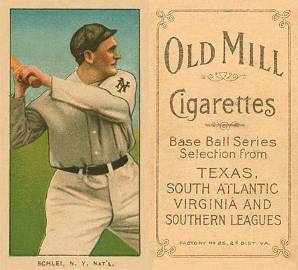 1909 White Borders Old Mill Schlei, N.Y. Nat'L #424 Baseball Card