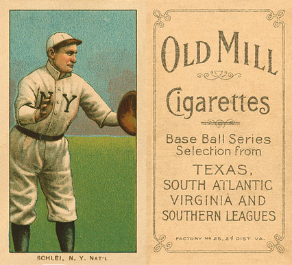 1909 White Borders Old Mill Schlei, N.Y. Nat'L #425 Baseball Card