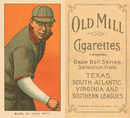 1909 White Borders Old Mill Bliss, St. Louis Nat'l #43 Baseball Card