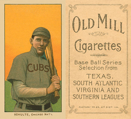 1909 White Borders Old Mill Schulte, Chicago Nat'L #430 Baseball Card