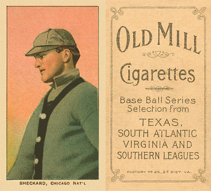 1909 White Borders Old Mill Sheckard, Chicago Nat'L #443 Baseball Card