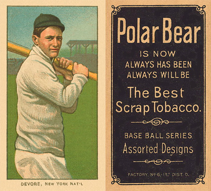 1909 White Borders Polar Bear Devore, New York Nat'L #129 Baseball Card