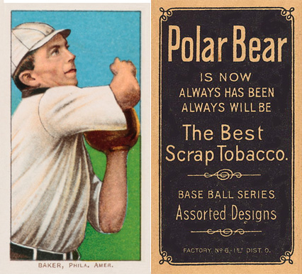 1909 White Borders Polar Bear Baker, Phila. Amer. #15 Baseball Card