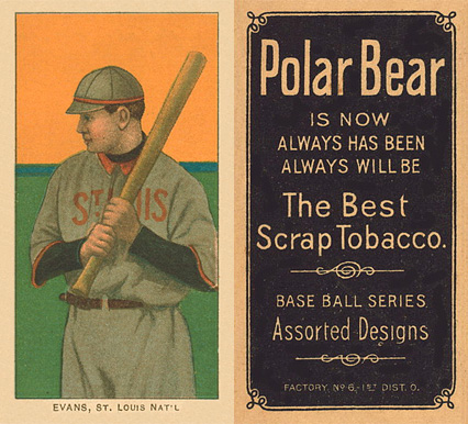 1909 White Borders Polar Bear Evans, St. Louis Amer. #165 Baseball Card