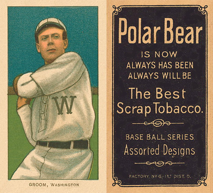 1909 White Borders Polar Bear Groom, Washington #198 Baseball Card
