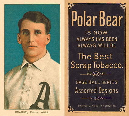 1909 White Borders Polar Bear Krause, Phila. Amer. #265 Baseball Card