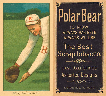 1909 White Borders Polar Bear Beck, Boston Nat'l #27 Baseball Card