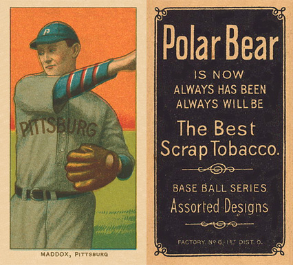 1909 White Borders Polar Bear Maddox, Pittsburgh #294 Baseball Card