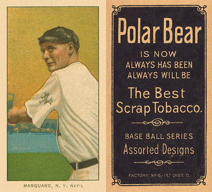 1909 White Borders Polar Bear Marquard, N.Y. Nat'L #304 Baseball Card
