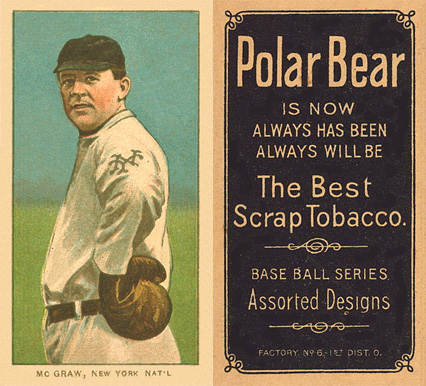 1909 White Borders Polar Bear McGraw, New York Nat'L #321 Baseball Card