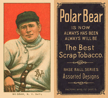 1909 White Borders Polar Bear McGraw, N.Y. Nat'L #323 Baseball Card