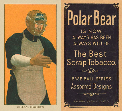 1909 White Borders Polar Bear McLean, Cincinnati #327 Baseball Card