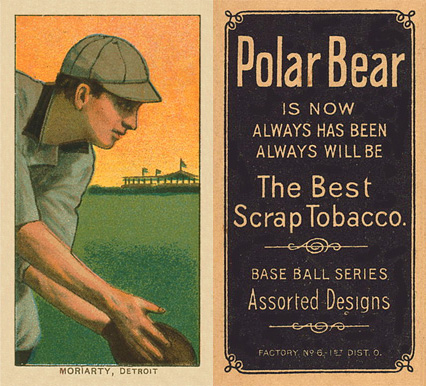 1909 White Borders Polar Bear Moriarty, Detroit #344 Baseball Card