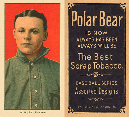 1909 White Borders Polar Bear Mullen, Detroit #347 Baseball Card