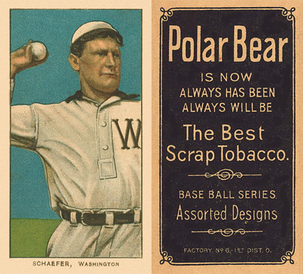 1909 White Borders Polar Bear Schaefer, Washington #421 Baseball Card