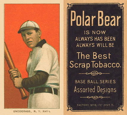 1909 White Borders Polar Bear Snodgrass, N.Y. Nat'L #453 Baseball Card