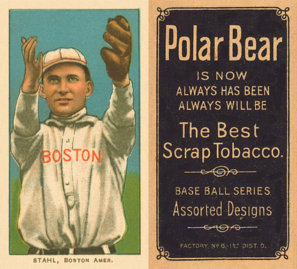 1909 White Borders Polar Bear Stahl, Boston Amer. #458 Baseball Card