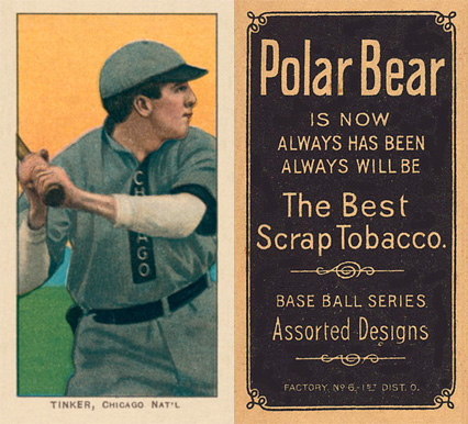 1909 White Borders Polar Bear Tinker, Chicago Nat'L #485 Baseball Card